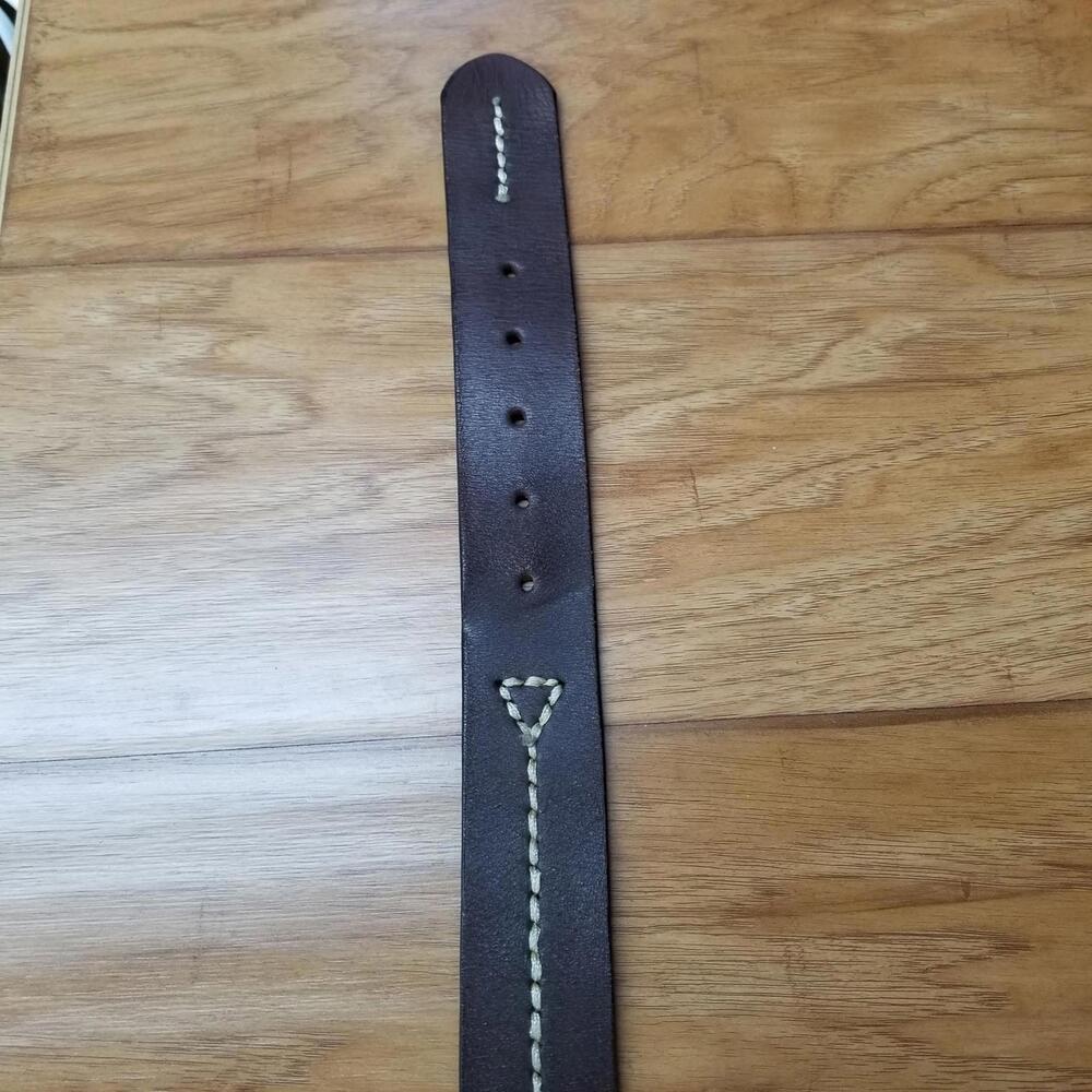 Men's Thick Stitched Genuine Leather Belt Brown 42 Fits 41"- 44" - Picture 6 of 11